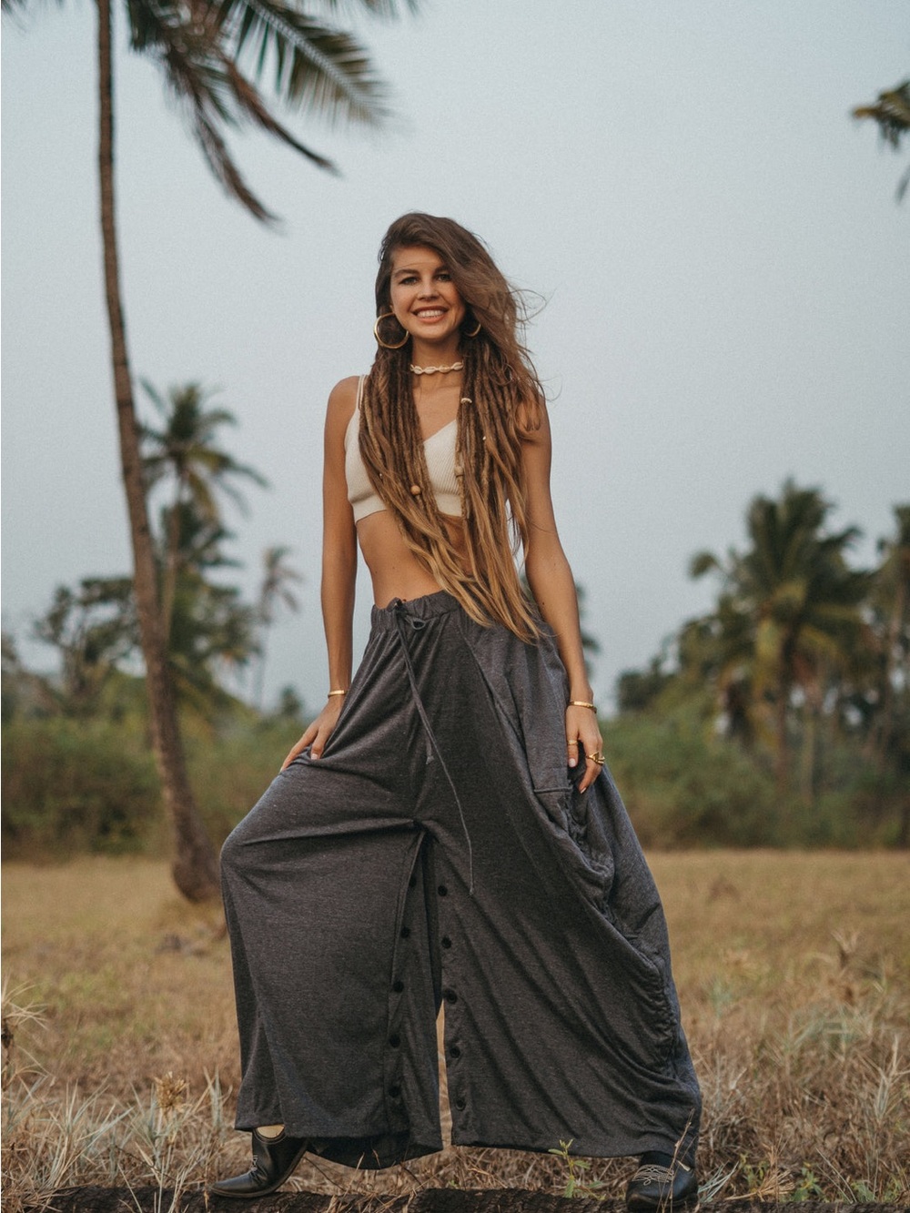 Thaluta- Convertible Maxi Skirt -Palazzo Pants Charcoal